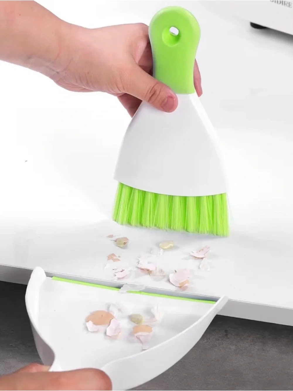 Compact Handheld Dustpan and Brush Set - Lime Green & White